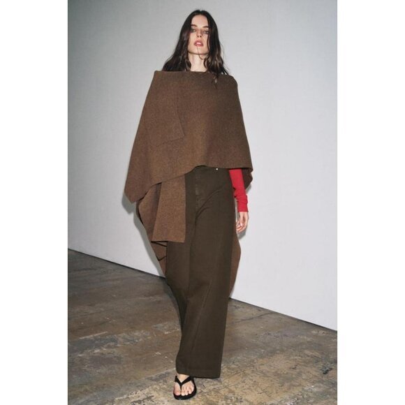 ZARA LONG KNIT CAPE - Picture 1 of 9